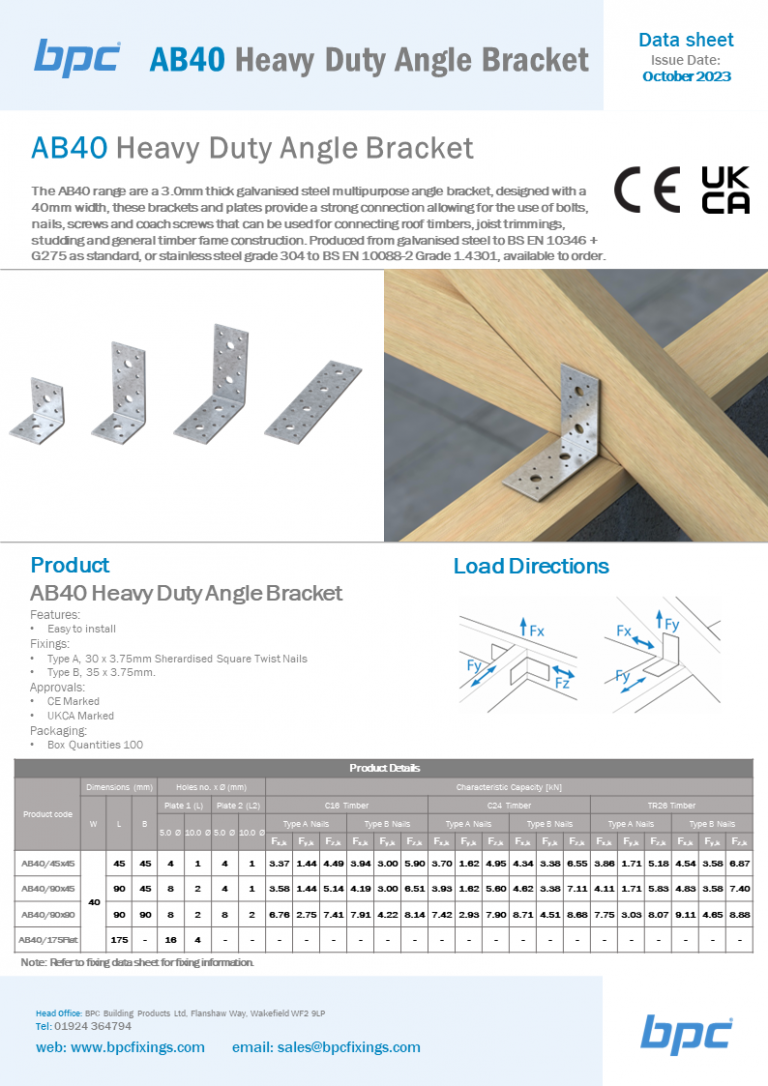 AB40 Heavy Duty Angle Brackets