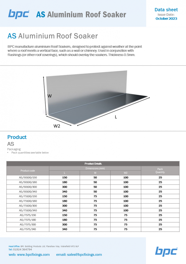 AS Aluminium Roof Soaker