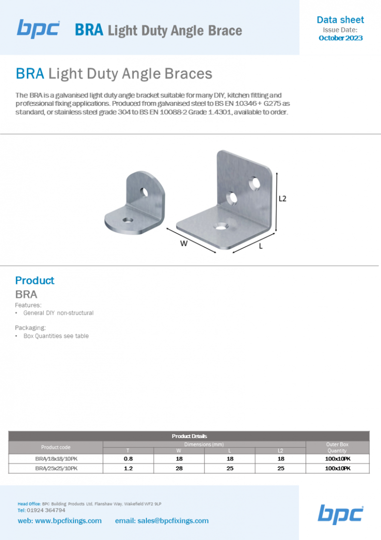 BRA Light Duty Angle Braces