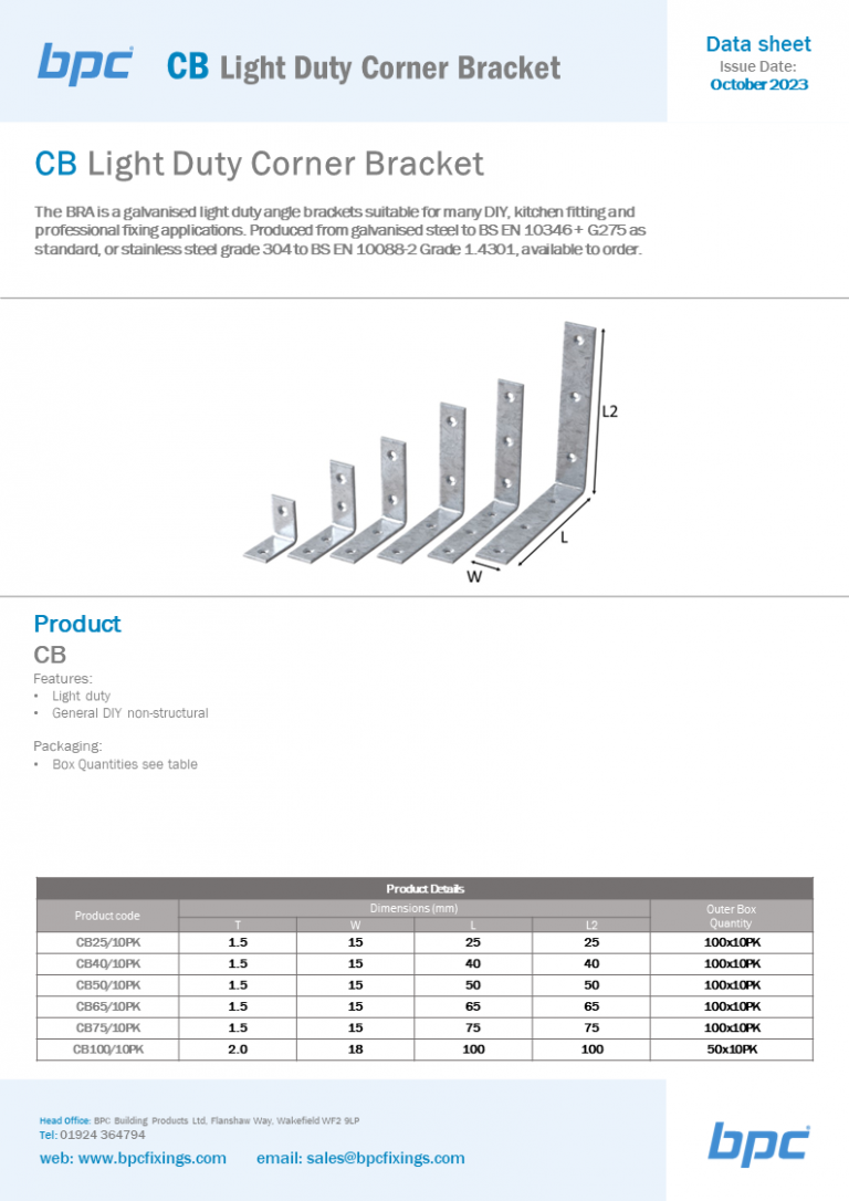 CB Light Duty Corner Bracket