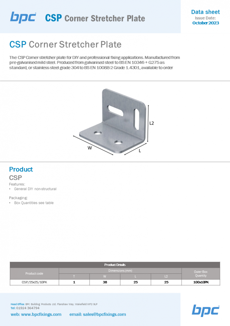 CSP Corner Stretcher Plate