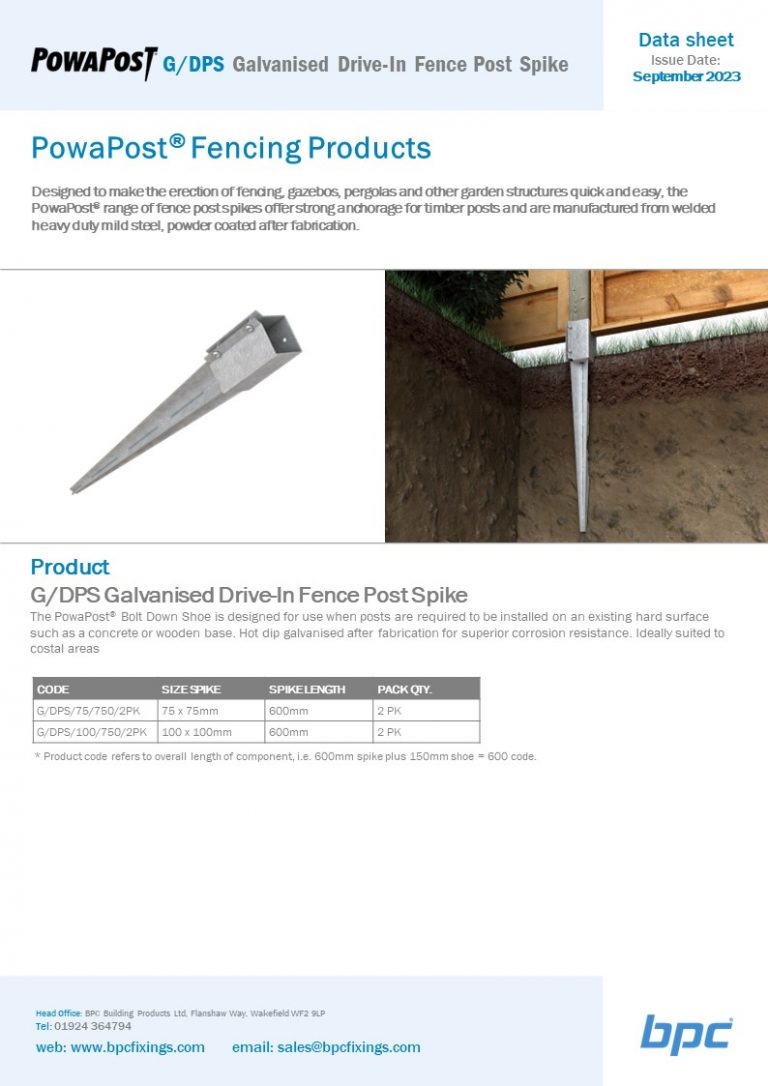 G-DPS Galvanised Drive-In Fence Post Spike