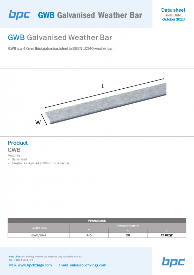 GWB Galvanised Weather Bar