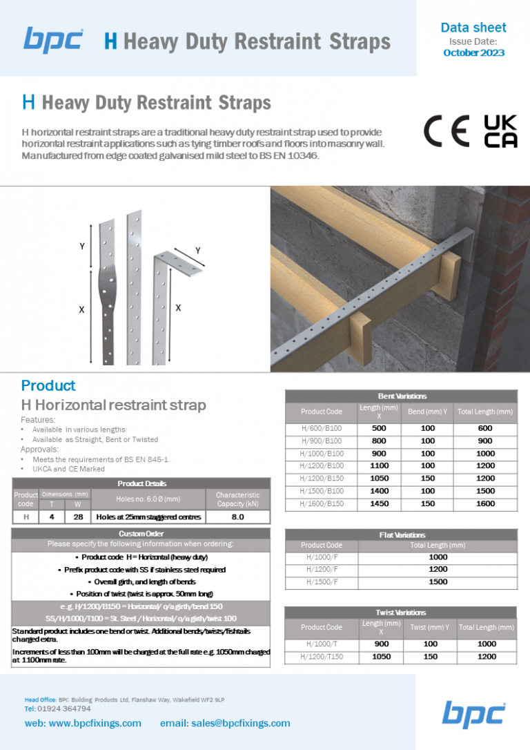 H - Heavy Duty Restraint Straps