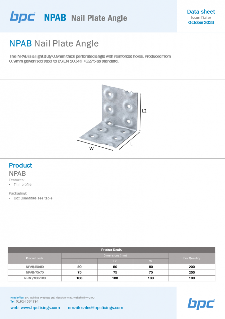 NPAB Nail Plate Angle