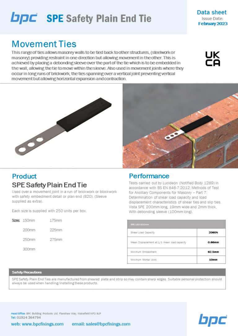 SPE - Safety Plain End Tie (new)